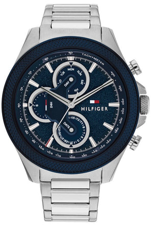 Tommy Hilfiger Clark Chronograph Blue Dial Silver Steel Strap Watch For Men - 1792080 Authentic Buy Shop Now
