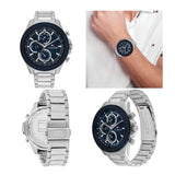 Tommy Hilfiger Clark Chronograph Blue Dial Silver Steel Strap Watch For Men - 1792080 Authentic Buy Shop Now