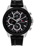 Tommy Hilfiger Clark Chronograph Black Dial Black Rubber Strap Watch For Men - 1792082 Authentic Buy Shop Now