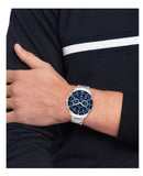 Tommy Hilfiger Jordan Chronograph Blue Dial Silver Steel Strap Watch For Men - 1792094 Authentic Buy Shop Now