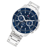 Tommy Hilfiger Jordan Chronograph Blue Dial Silver Steel Strap Watch For Men - 1792094 Authentic Buy Shop Now