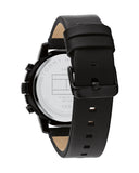 Tommy Hilfiger Troy Chronograph Black Dial Black Leather Strap Watch For Men - 1792110 Authentic Buy Shop Now