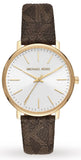 Michael Kors Pyper Quartz Silver Dial Brown Leather Strap Watch For Women - MK2857 Authentic Buy Shop Now