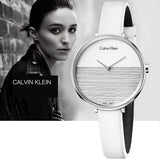 Calvin Klein Rise White Grey Dial White Leather Strap Watch for Women - K7A231L6 Authentic Buy Shop Now