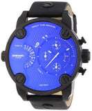 Diesel Little Daddy Blue Dial Black Leather Strap Watch For Men - DZ7257 Authentic Buy Shop Now