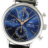 IWC Portofino Chronograph Blue Dial Black Leather Strap Watch for Men - IW391036 Authentic Buy Shop Now