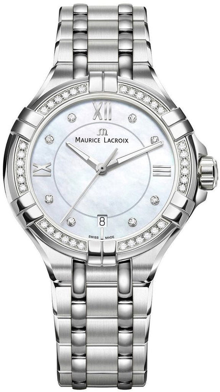 Maurice Lacroix Aikon White Mother of Pearl Dial Silver Steel Strap Watch for Women - A11006-SD502-170-1 Authentic Buy Shop Now