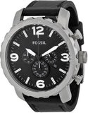 Fossil Nate Chronograph Black Dial Black Leather Strap Watch for Men - JR1436 Authentic Buy Shop Now