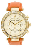 Michael Kors Parker Champagne Dial Orange Leather Strap Watch for Women - MK2279 Authentic Buy Shop Now