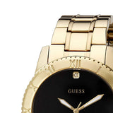 Guess Classic Diamonds Black Dial Gold Steel Strap Watch for Men - W0416G2 Authentic Buy Shop Now