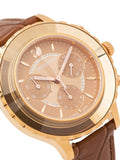 Swarovski Octea Lux Chrono Brown Gold Dial Brown Leather Strap Watch for Women - 5632260 Authentic Buy Shop Now