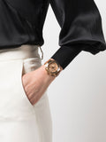 Swarovski Octea Lux Chrono Brown Gold Dial Brown Leather Strap Watch for Women - 5632260 Authentic Buy Shop Now