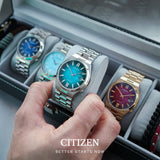 Citizen Tsuyosa Automatic Red Dial Gold Steel Strap Watch For Men - NJ0153-82X Authentic Buy Shop Now