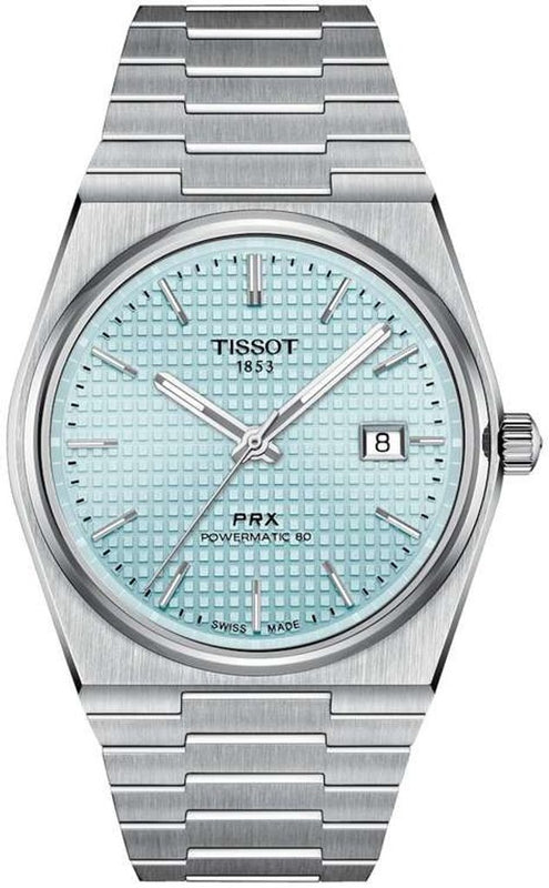 Tissot PRX Powermatic 80 Ice Blue Tiffany Dial Silver Steel Strap Watch for Men - T137.407.11.351.00 Authentic Buy Shop Now