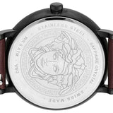 Versace V-Circle Manifesto Black Dial Maroon Leather Strap Watch for Men - VBQ040017 Authentic Buy Shop Now