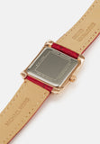 Michael Kors Emery Quartz Diamonds Silver Dial Red Leather Strap Watch For Women - MK4689 Authentic Buy Shop Now
