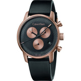 Calvin Klein City Chronograph Black Dial Black Leather Strap Watch for Men - K2G17TC1 Authentic Buy Shop Now