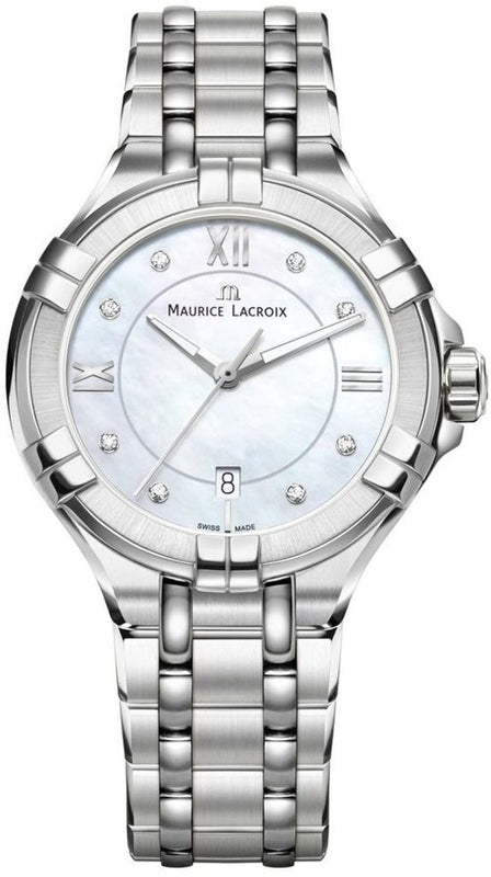 Maurice Lacroix Aikon White Mother of Pearl Dial Silver Steel Strap Watch for Women - AI1004-SS002-170-1 Authentic Buy Shop Now