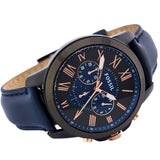 Fossil Grant Chronograph Black Dial Blue Leather Strap Watch for Men - FS5061 Authentic Buy Shop Now
