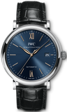 IWC Portofino Automatic Blue Dial Black Leather Strap Watch for Men - IW356523 Authentic Buy Shop Now