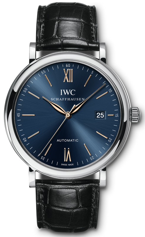 IWC Portofino '150 Years Edition' Automatic Blue Dial Black Leather Strap Watch for Men - IW356518 Authentic Buy Shop Now