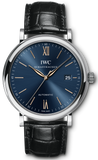 IWC Portofino '150 Years Edition' Automatic Blue Dial Black Leather Strap Watch for Men - IW356518 Authentic Buy Shop Now