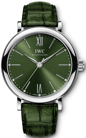 IWC Portofino Automatic Green Dial Green Leather Strap Watch for Women - IW357405 Authentic Buy Shop Now