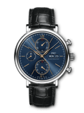 IWC Portofino Chronograph Blue Dial Black Leather Strap Watch for Men - IW391036 Authentic Buy Shop Now