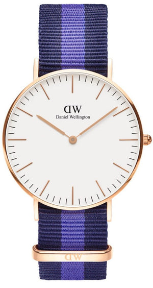 Daniel Wellington Classic Swansea White Dial Two Tone Nylon Strap Watch For Women - 0504DW Authentic Buy Shop Now