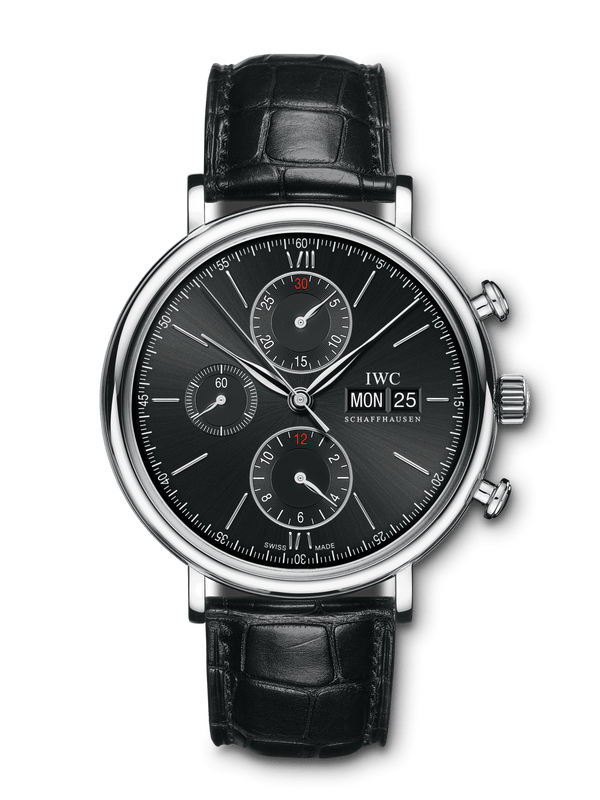 IWC Portofino Chronograph Black Dial Black Leather Strap Watch for Men - IW391029 Authentic Buy Shop Now