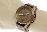 Fossil Nate Chronograph Gold Dial Brown Leather Strap Watch for Men - JR1495 Authentic Buy Shop Now