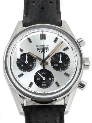 Tag Heuer Carrera Chronograph 60th Anniversary Silver Dial Black Leather Strap Watch for Men - CBK221H.FC8317 Authentic Buy Shop Now