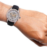 Fossil Townsman Automatic Skeleton Silver Dial Black Leather Strap Watch for Men - ME3041 Authentic Buy Shop Now