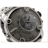 Diesel Little Daddy Dual Time Chronograph Grey Dial Stainless Steel Strap Watch For Men - DZ7263 Authentic Buy Shop Now