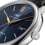 IWC Portofino Automatic Blue Dial Black Leather Strap Watch for Men - IW356523 Authentic Buy Shop Now