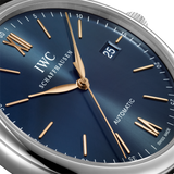 IWC Portofino Automatic Blue Dial Black Leather Strap Watch for Men - IW356523 Authentic Buy Shop Now