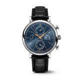 IWC Portofino Chronograph Blue Dial Black Leather Strap Watch for Men - IW391036 Authentic Buy Shop Now