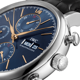 IWC Portofino Chronograph Blue Dial Black Leather Strap Watch for Men - IW391036 Authentic Buy Shop Now
