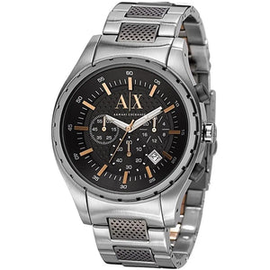 Armani Exchange Chronograph Black Dial Silver Steel Strap Watch For Men - AX1093 Authentic Buy Shop Now