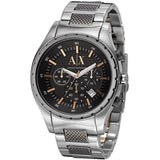 Armani Exchange Chronograph Black Dial Silver Steel Strap Watch For Men - AX1093 Authentic Buy Shop Now