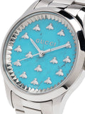 Gucci G Timeless Quartz Turquoise Dial Silver Steel Strap Unisex Watch - YA1265044 Authentic Buy Shop Now