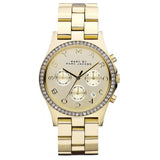 Marc Jacobs Henry Chronograph Gold Dial Gold Steel Strap Watch for Women - MBM3105 Authentic Buy Shop Now
