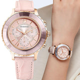 Swarovski Octea Lux Chrono Pink Dial Pink Leather Strap Watch for Women - 5452501 Authentic Buy Shop Now