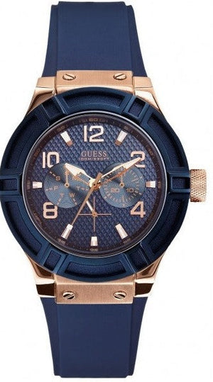 Guess Jet Setter Analog Quartz Blue Dial Blue Rubber Strap Watch For Women - W0571L1 Authentic Buy Shop Now