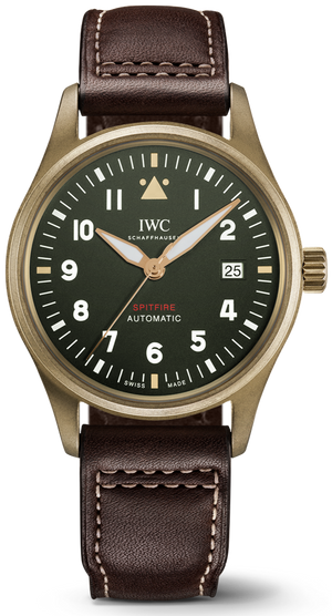 IWC Pilot's Watch Automatic Spitfire Green Dial Brown Leather Strap Watch for Men - IW326802 Authentic Buy Shop Now