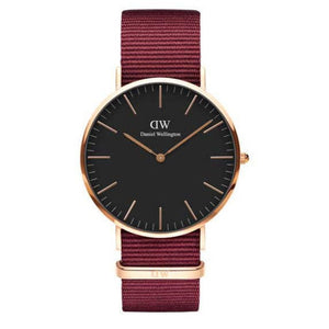 Daniel Wellington Classic Roselyn Black Dial Maroon Nylon Strap Watch For Women - DW00100269 Authentic Buy Shop Now
