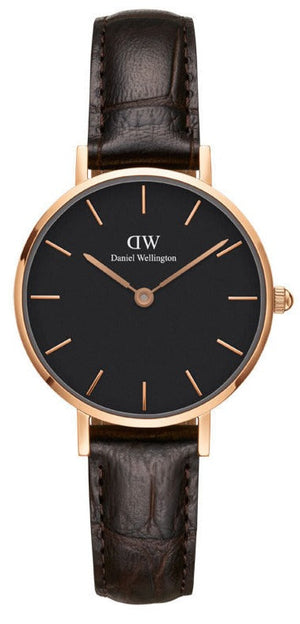 Daniel Wellington Classic Petite York Black Dial Brown Leather Strap Watch For Women - DW00100226 Authentic Buy Shop Now