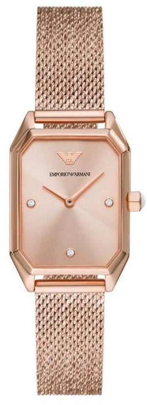 Emporio Armani Joy Quartz Rose Gold Dial Rose Gold Mesh Bracelet Watch For Women - AR11347 Authentic Buy Shop Now