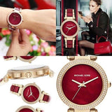 Michael Kors Parker Mother of Pearl Red Dial Two Tone Steel Strap Watch for Women - MK6427 Authentic Buy Shop Now