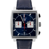 Tag Heuer Monaco Automatic Chronograph Blue Dial Blue Leather Strap Watch for Men - CBL2111.FC6453 Authentic Buy Shop Now